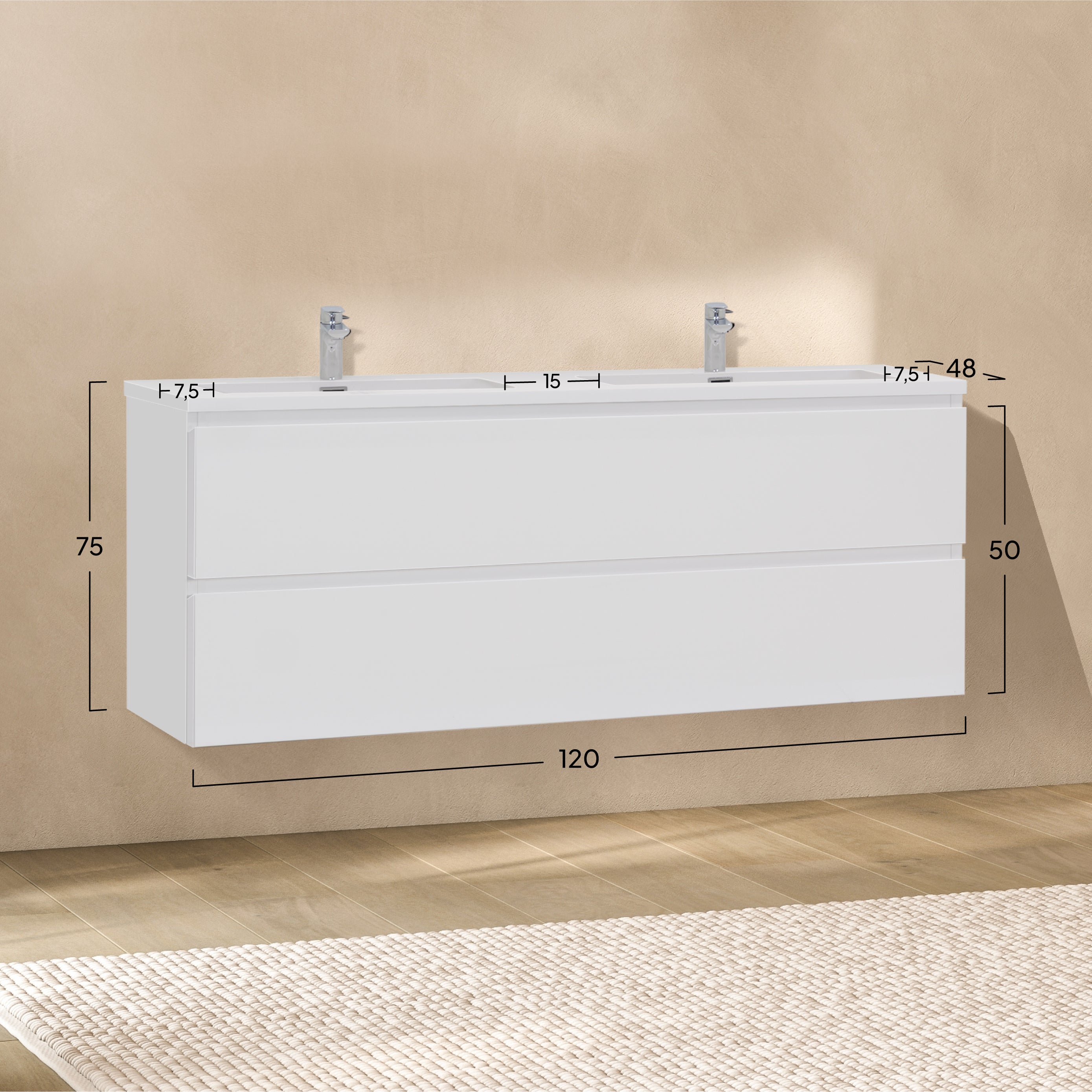 ATENA - Móvel de lavatório suspenso com gaveta soft-close