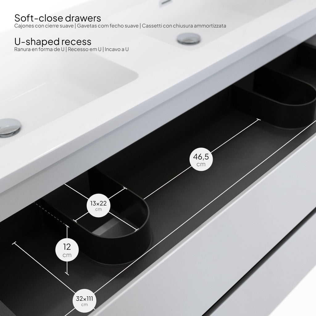 ATENA - Móvel de lavatório suspenso com gaveta soft-close