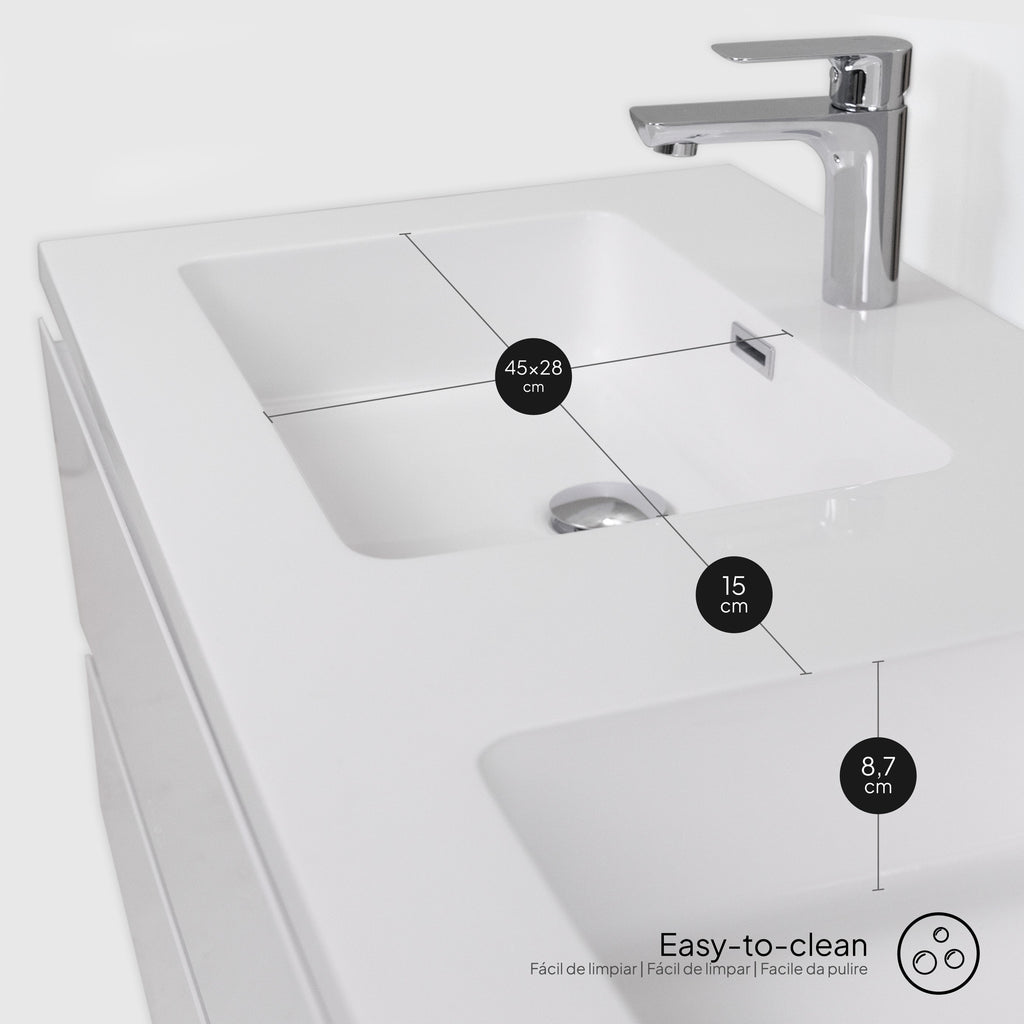 ATENA - Móvel de lavatório suspenso com gaveta soft-close