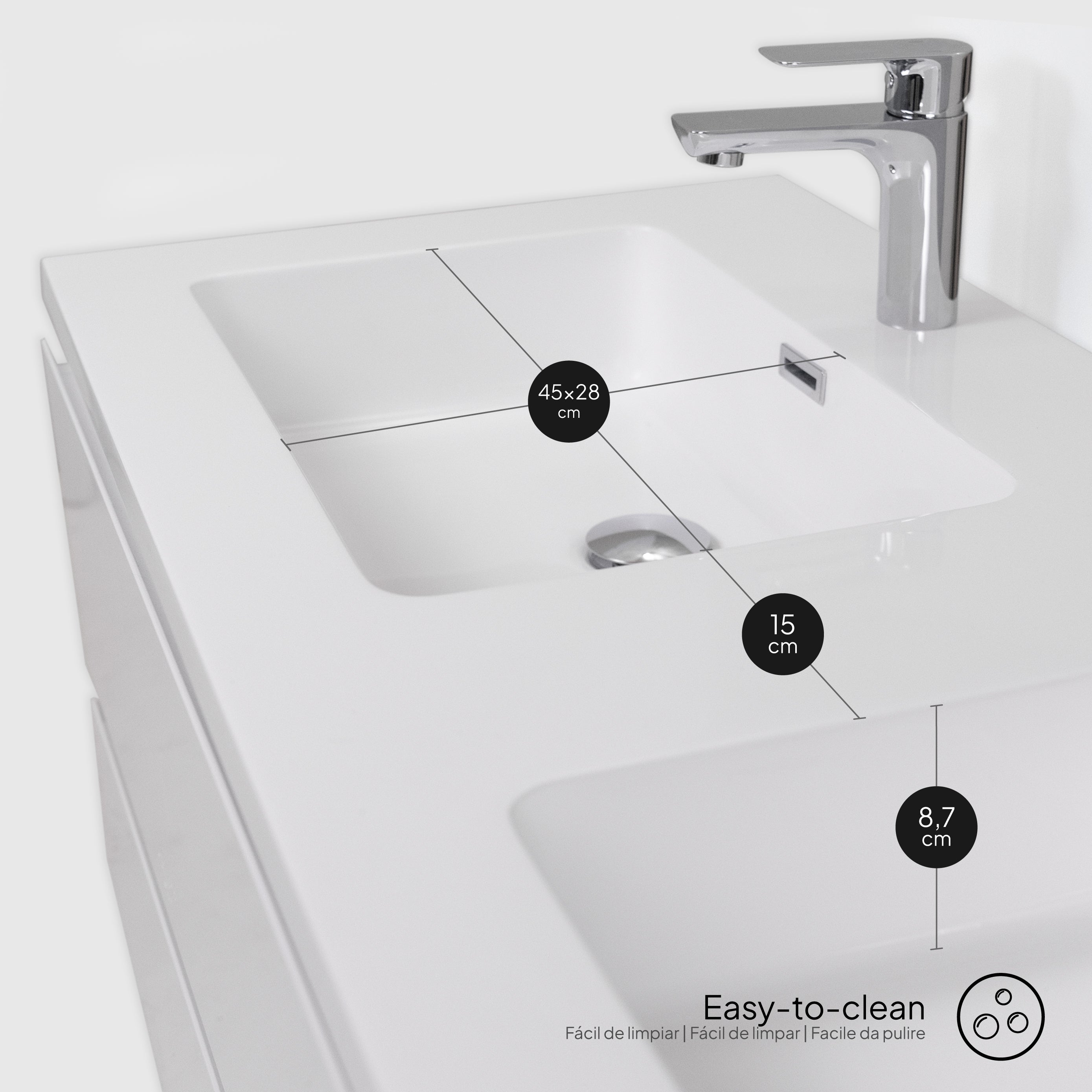 ATENA - Móvel de lavatório suspenso com gaveta soft-close