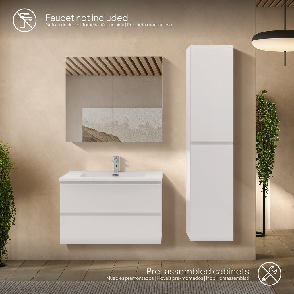 ATENA - Conjunto de casa de banho suspenso com várias dimensões e acabamentos