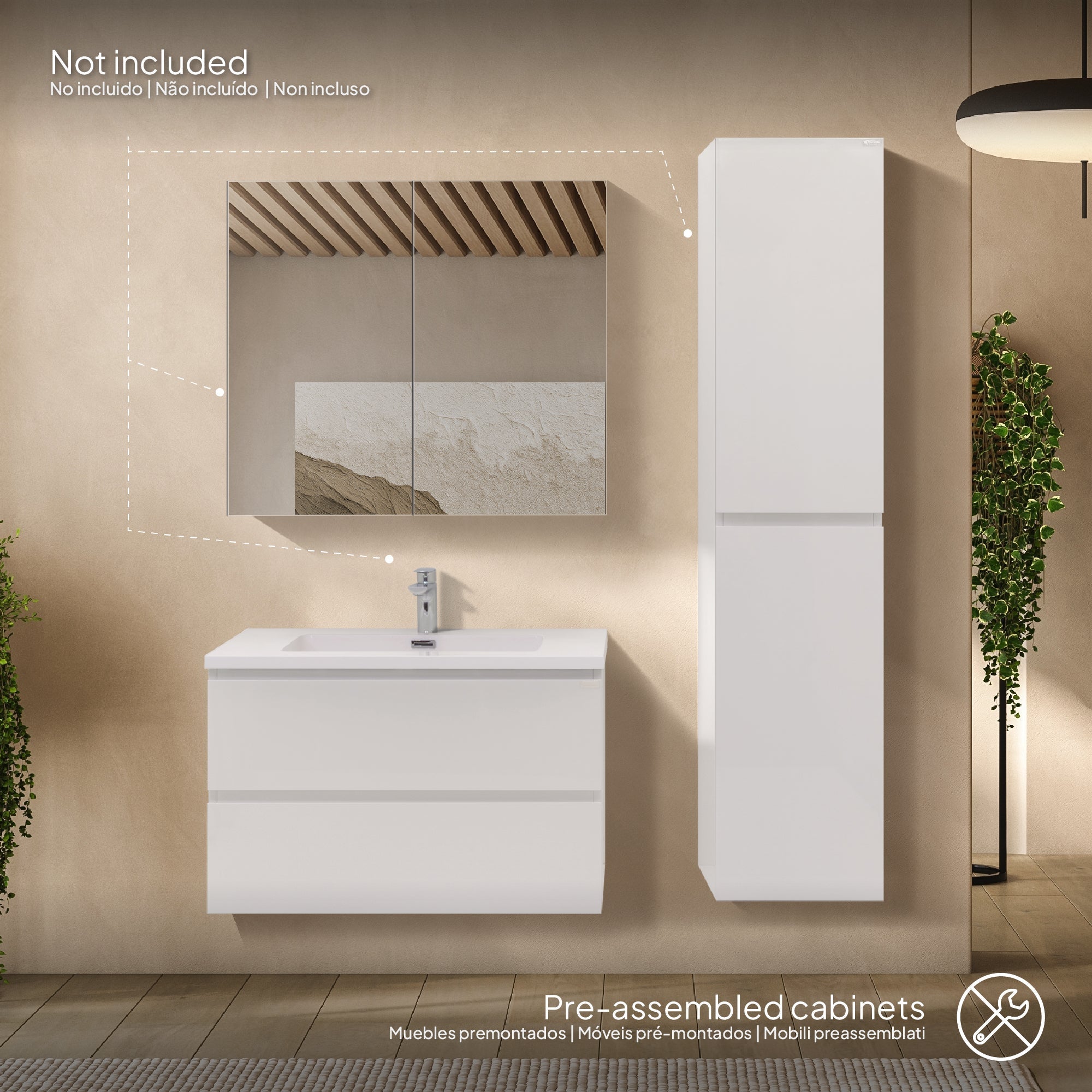 ATENA - Móvel de lavatório suspenso com gaveta soft-close