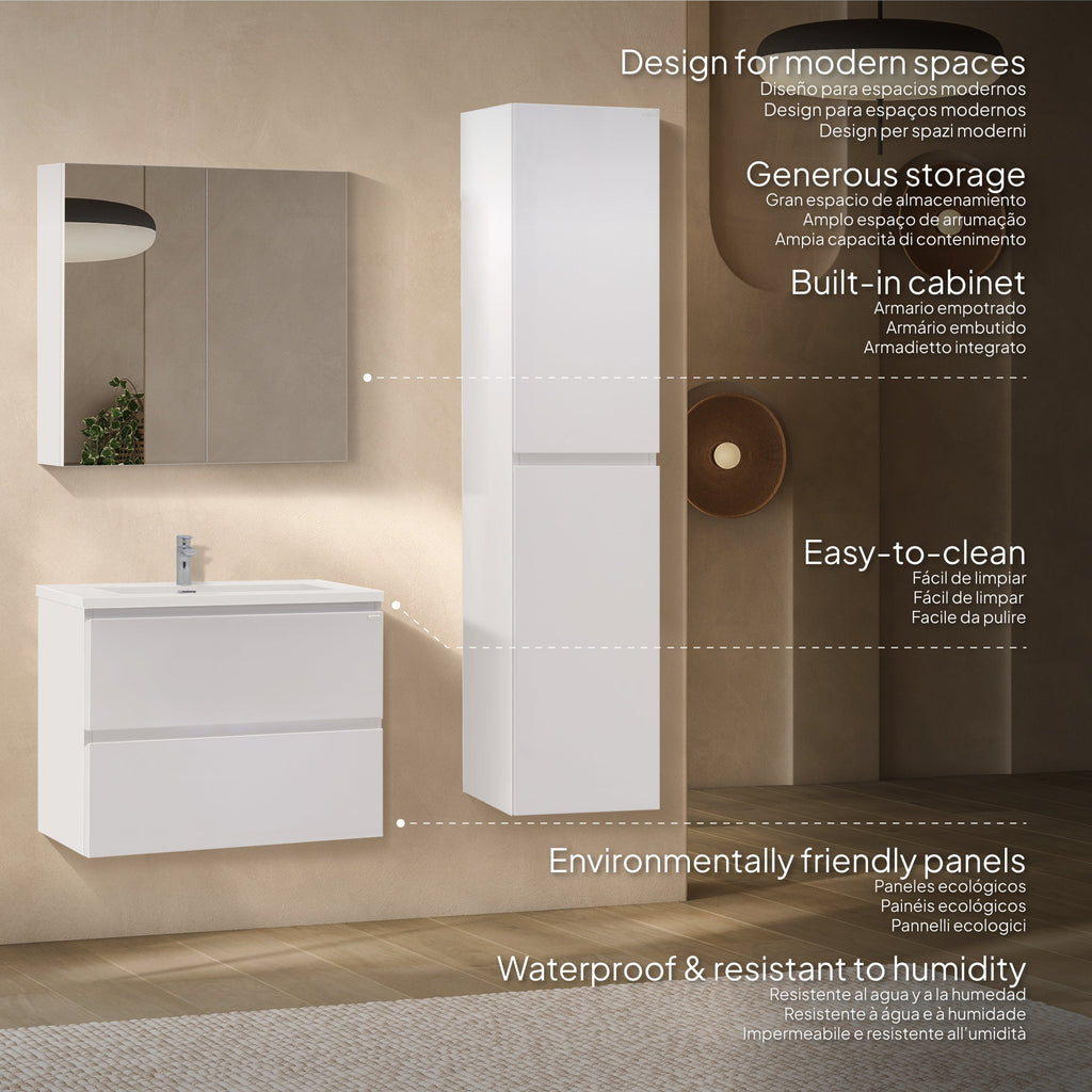 ATENA - Conjunto de casa de banho suspenso com várias dimensões e acabamentos