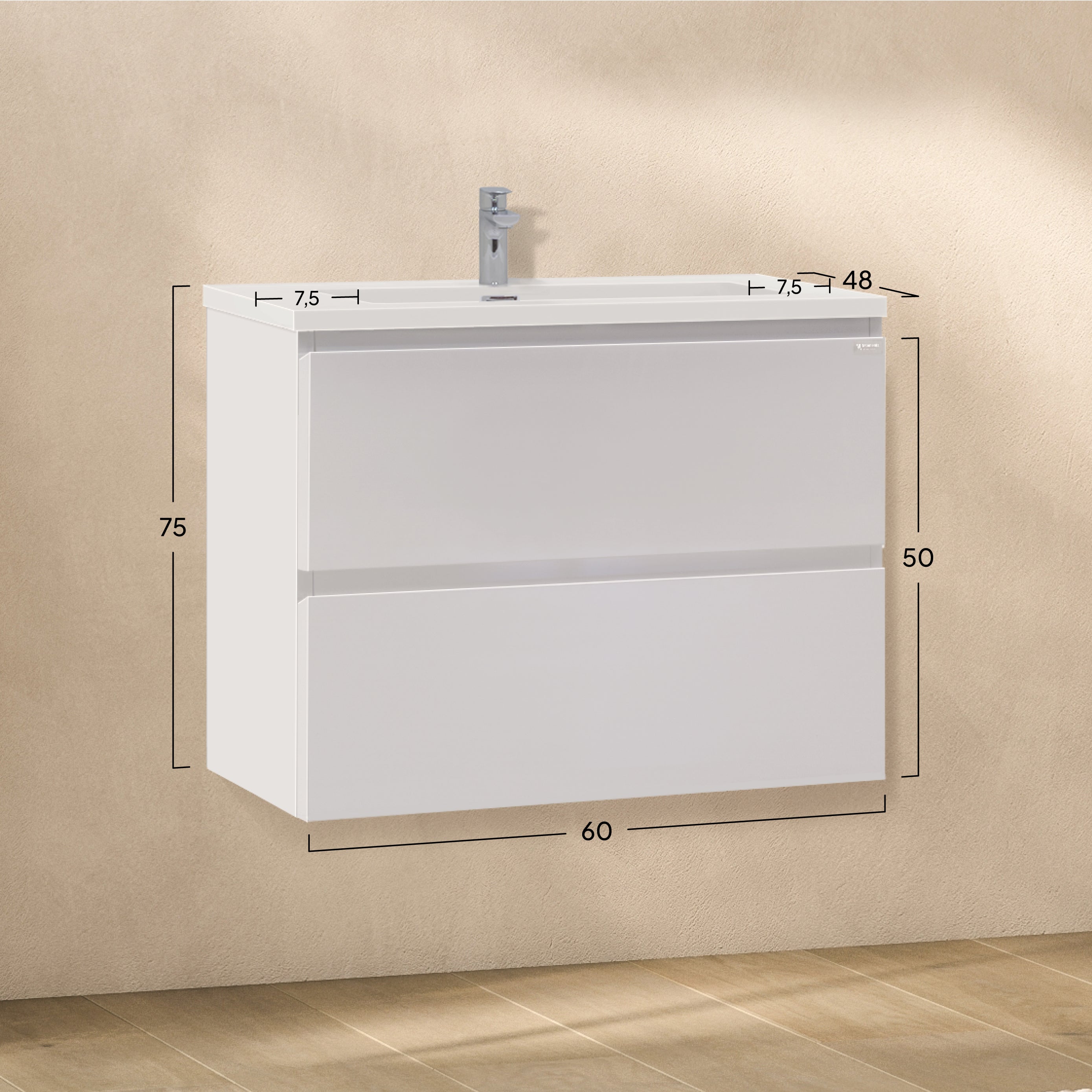 ATENA - Móvel de lavatório suspenso com gaveta soft-close