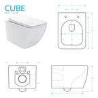 CUBE - Sanita suspensa rimless em preto com tampa soft-close