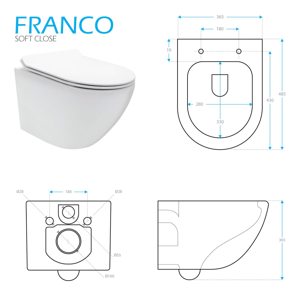 FRANCO - Sanita suspensa rimless com tampa soft-close
