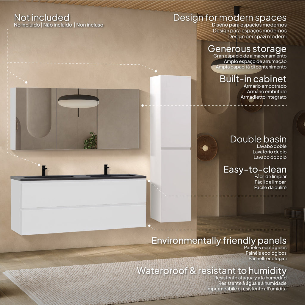 ATENA - Móvel de lavatório suspenso com gaveta soft-close