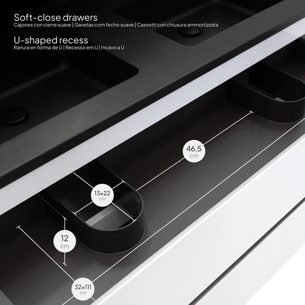 ATENA - Conjunto de casa de banho suspenso com várias dimensões e acabamentos