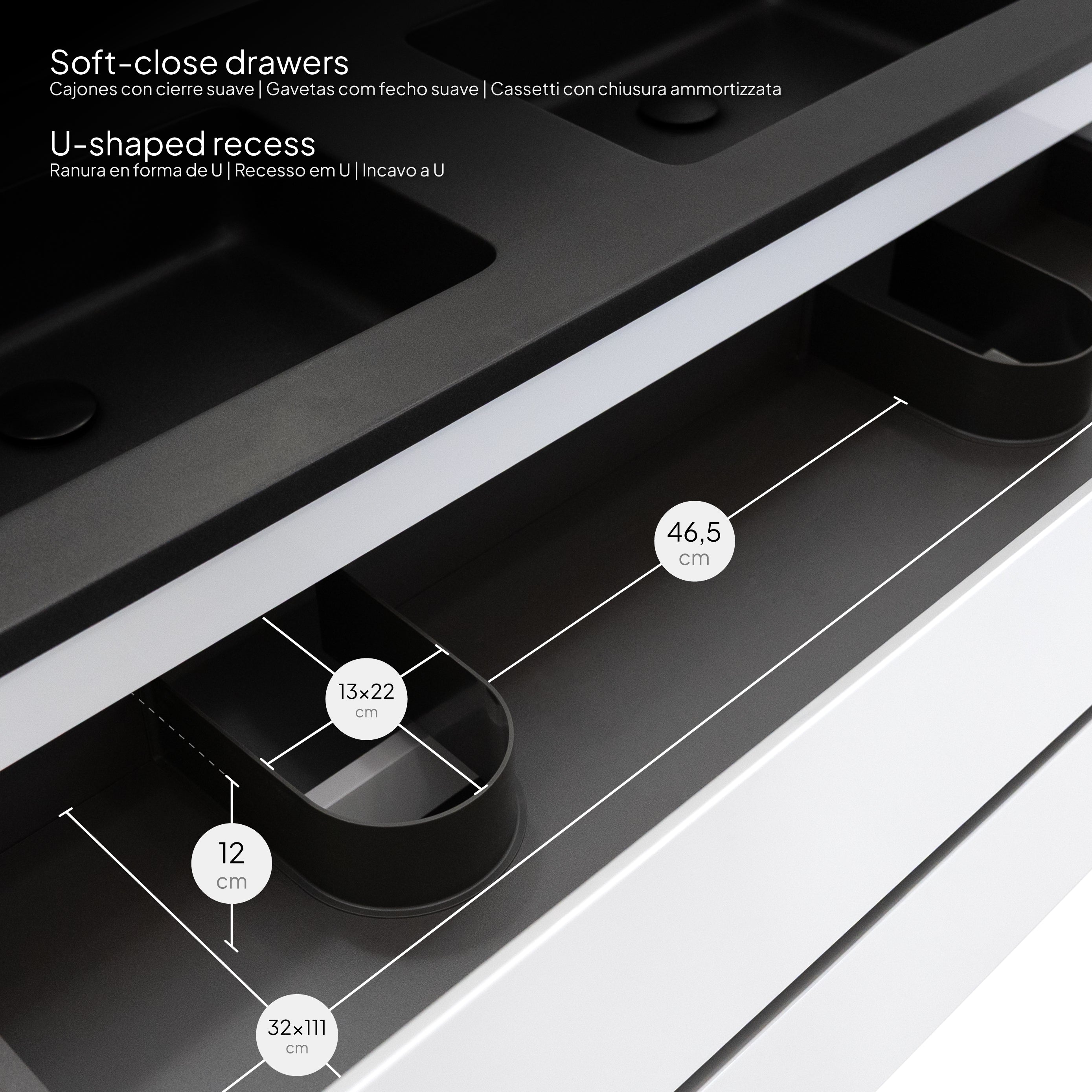 ATENA - Conjunto de casa de banho suspenso com várias dimensões e acabamentos