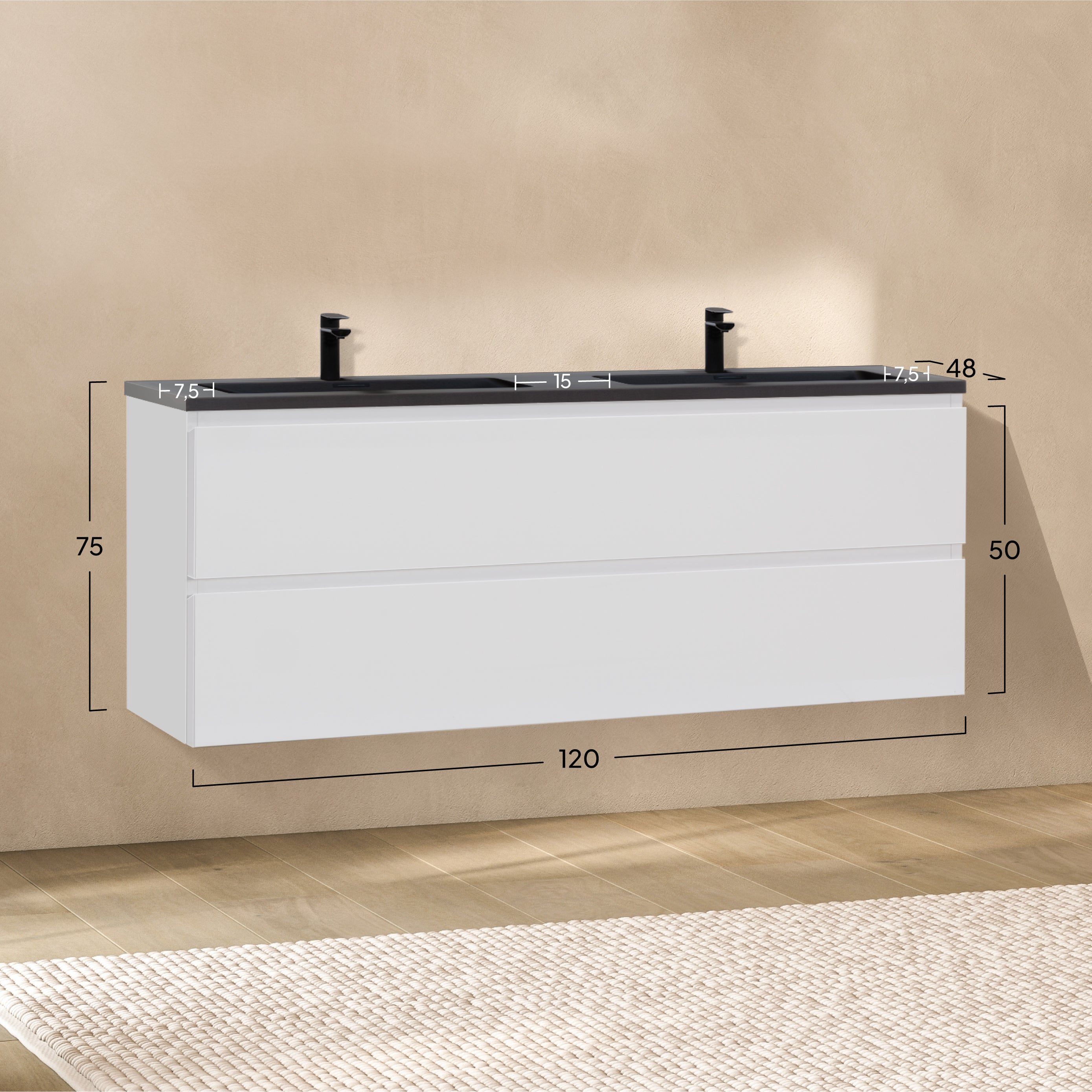 ATENA - Móvel de lavatório suspenso com gaveta soft-close