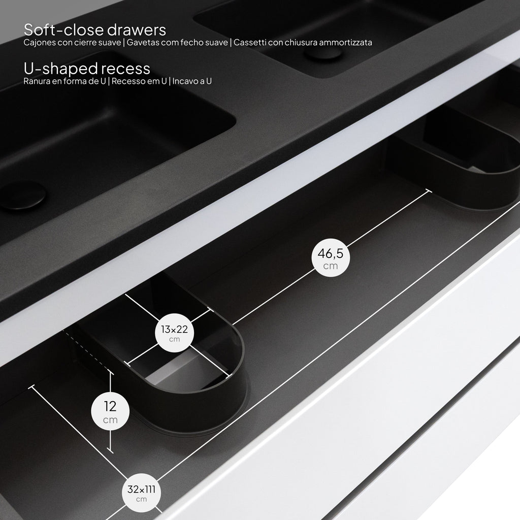 ATENA - Móvel de lavatório suspenso com gaveta soft-close