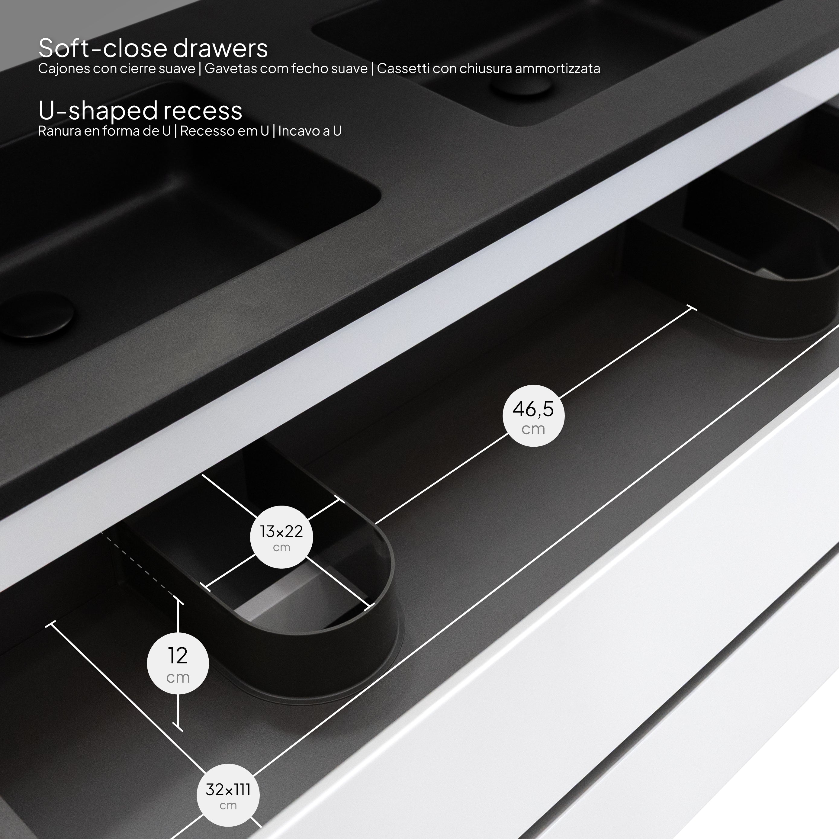 ATENA - Móvel de lavatório suspenso com gaveta soft-close