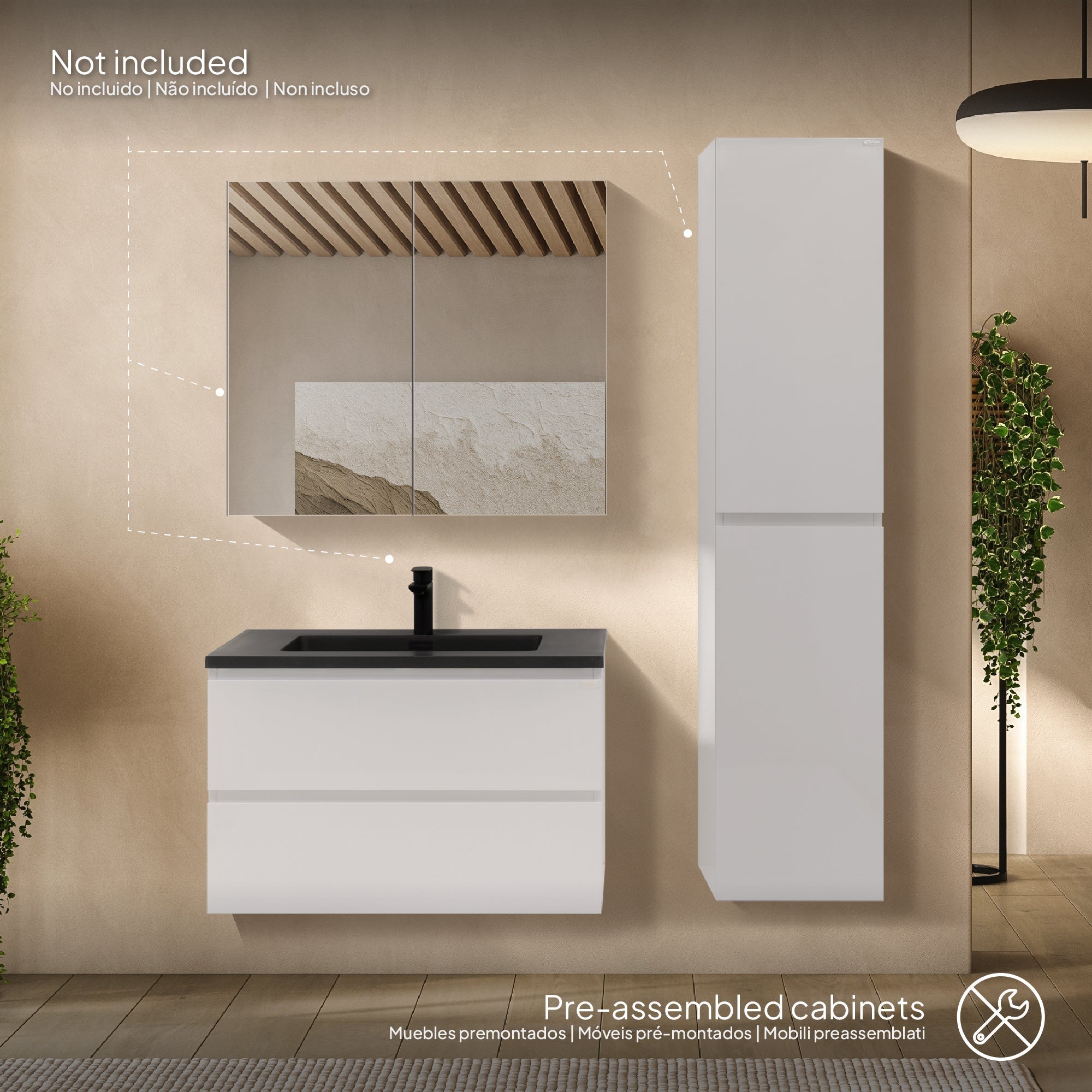 ATENA - Móvel de lavatório suspenso com gaveta soft-close