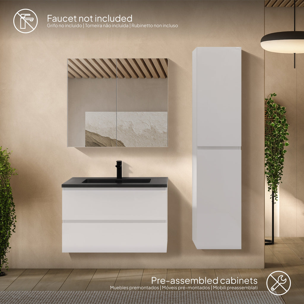 ATENA - Conjunto de casa de banho suspenso com várias dimensões e acabamentos