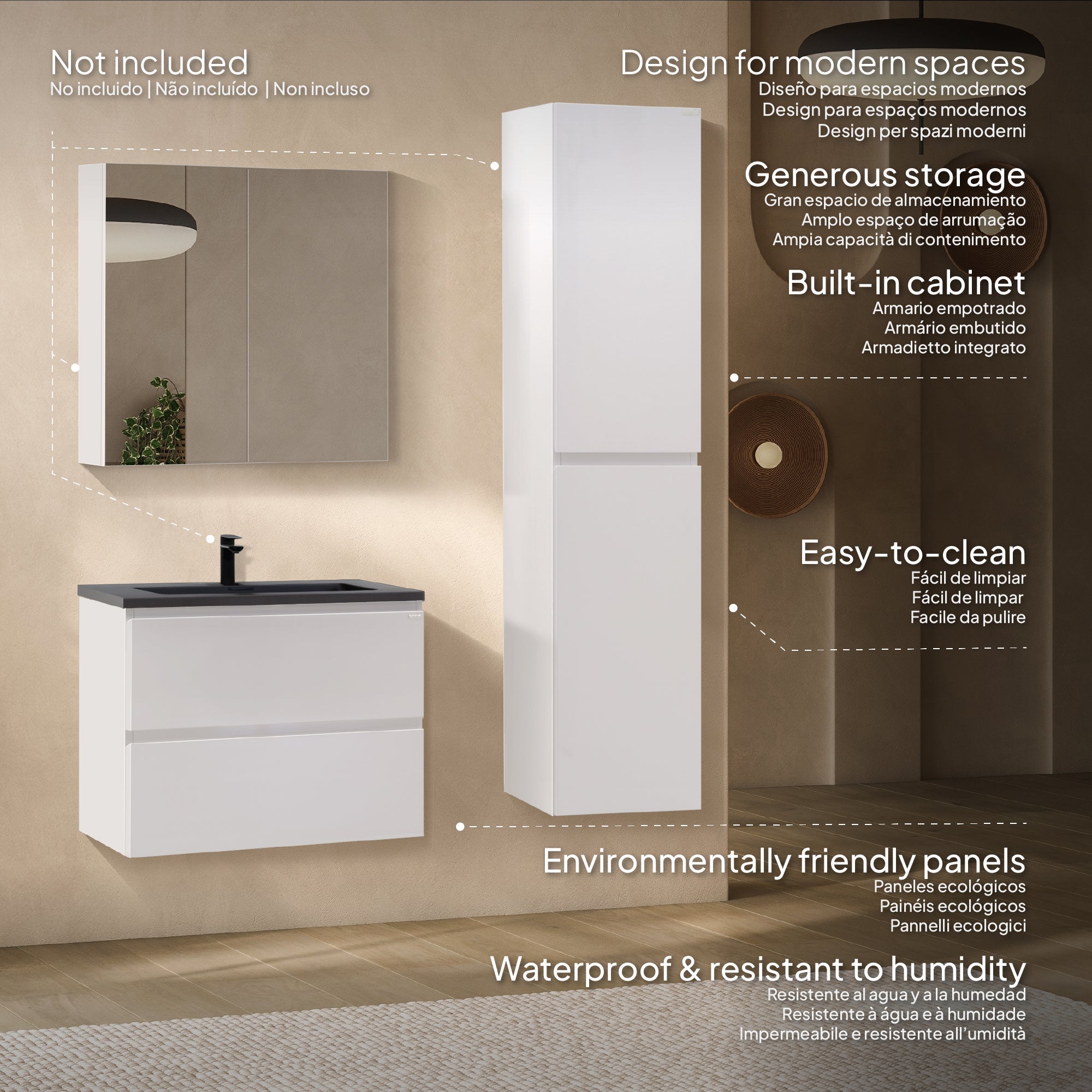 ATENA - Móvel de lavatório suspenso com gaveta soft-close