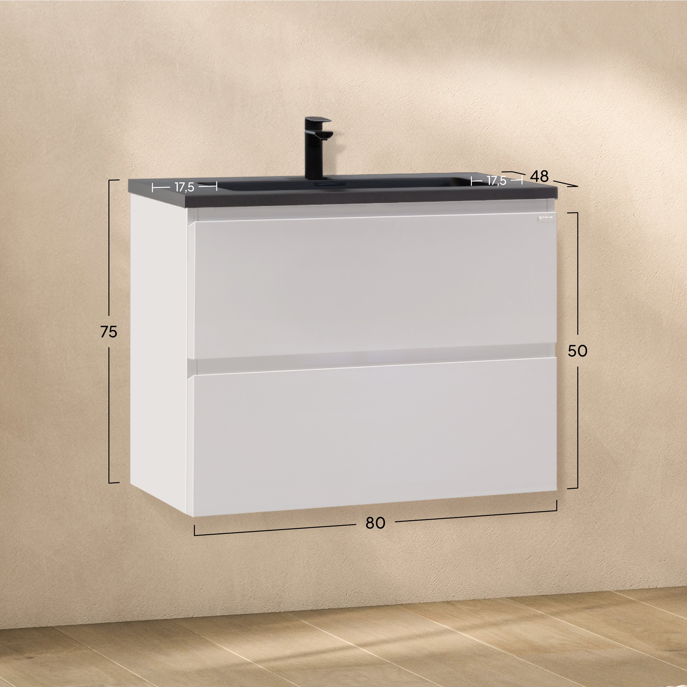 ATENA - Móvel de lavatório suspenso com gaveta soft-close