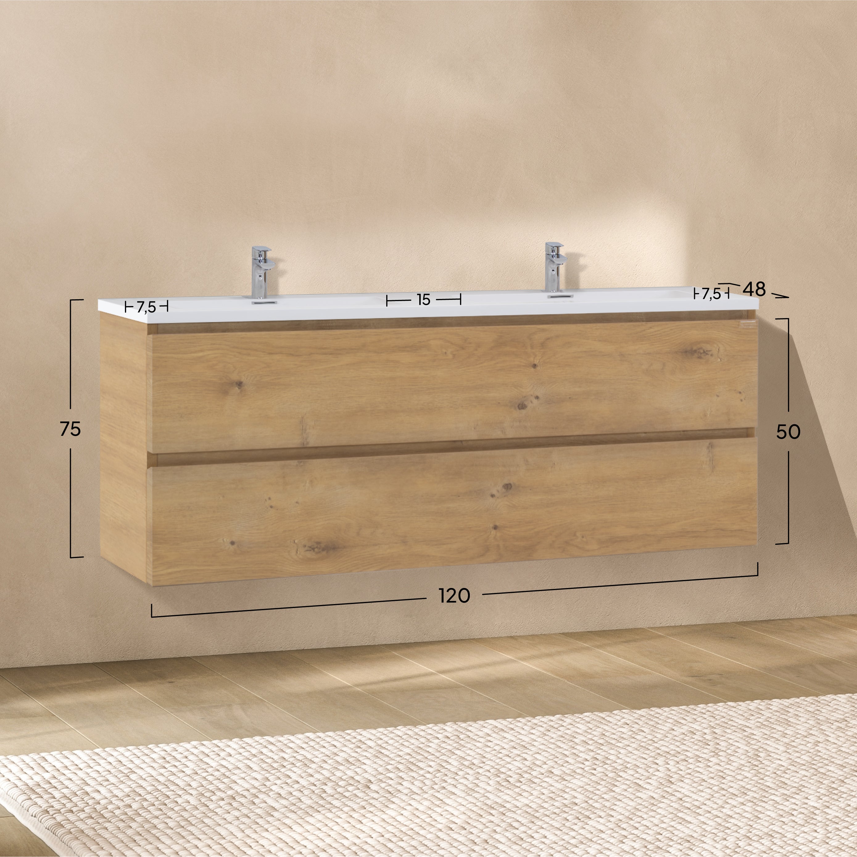 ATENA - Móvel de lavatório suspenso com gaveta soft-close