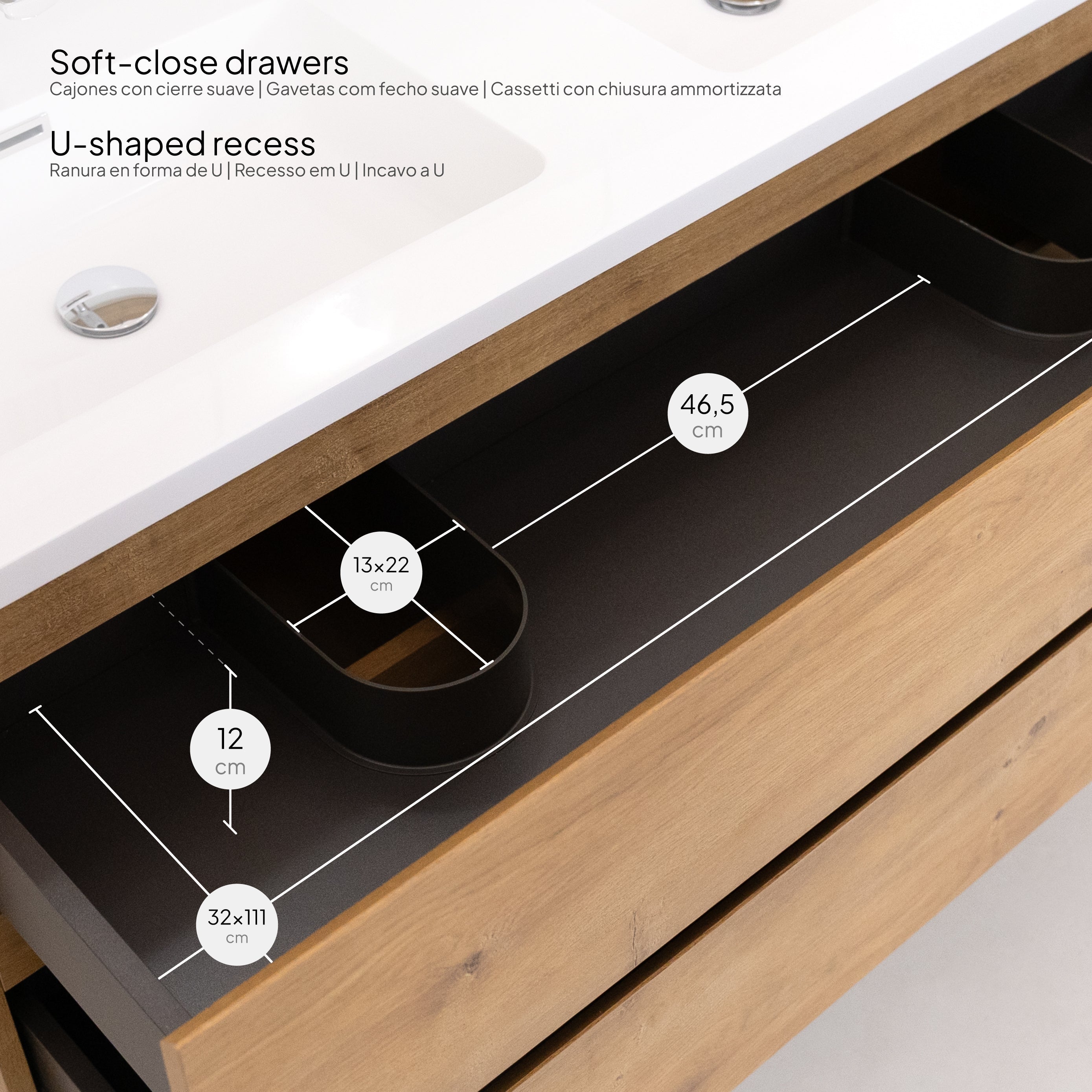 ATENA - Conjunto de casa de banho suspenso com várias dimensões e acabamentos