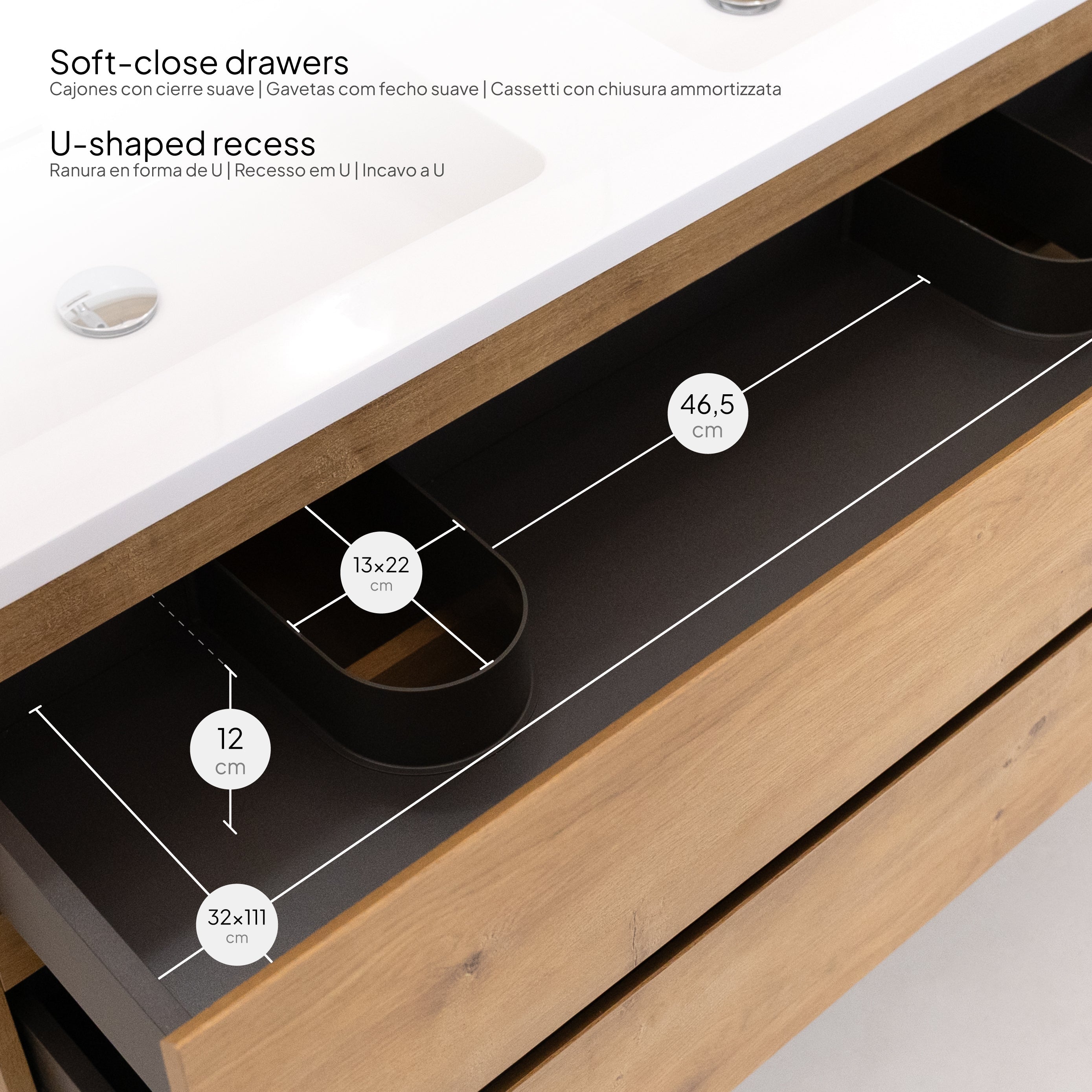 ATENA - Móvel de lavatório suspenso com gaveta soft-close