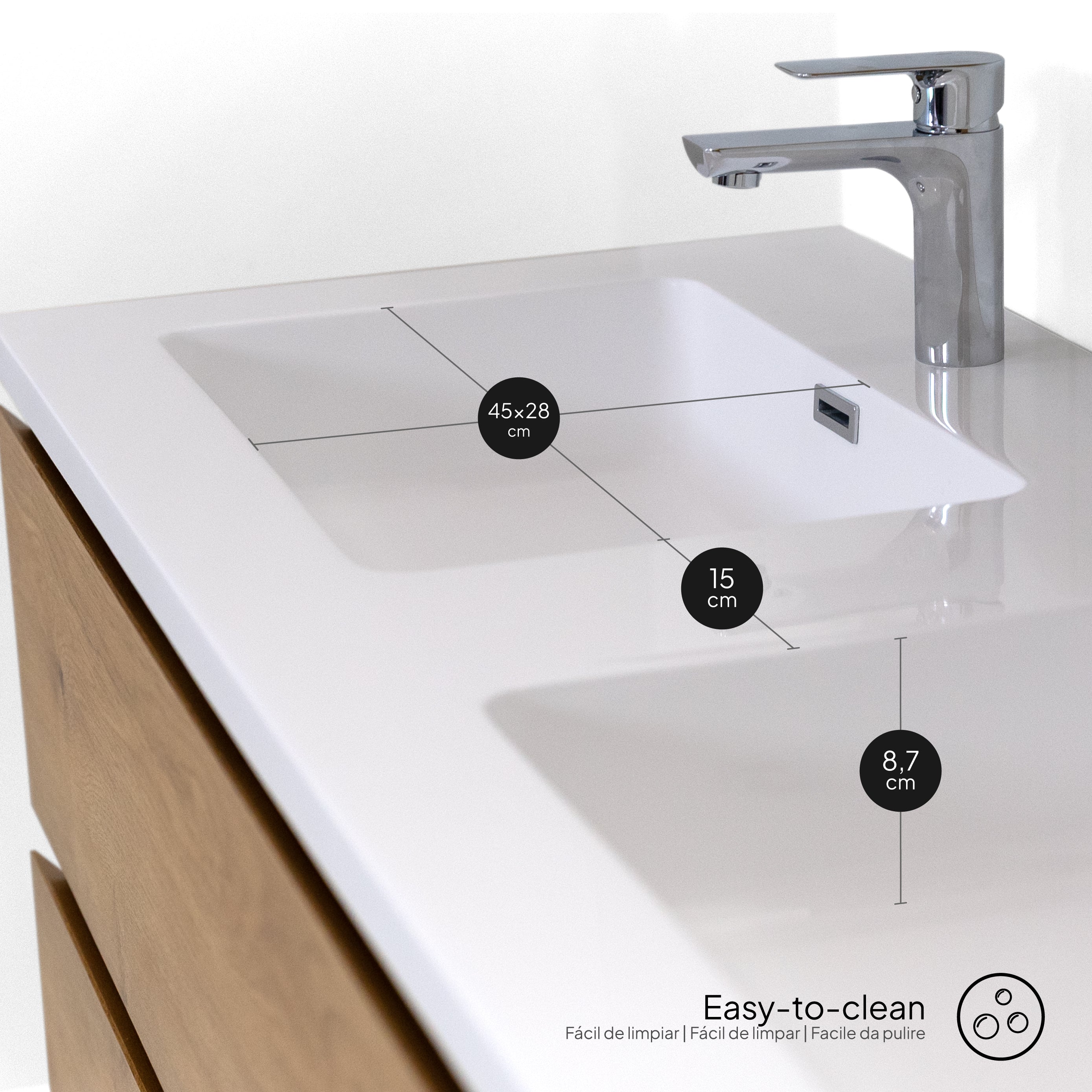 ATENA - Móvel de lavatório suspenso com gaveta soft-close