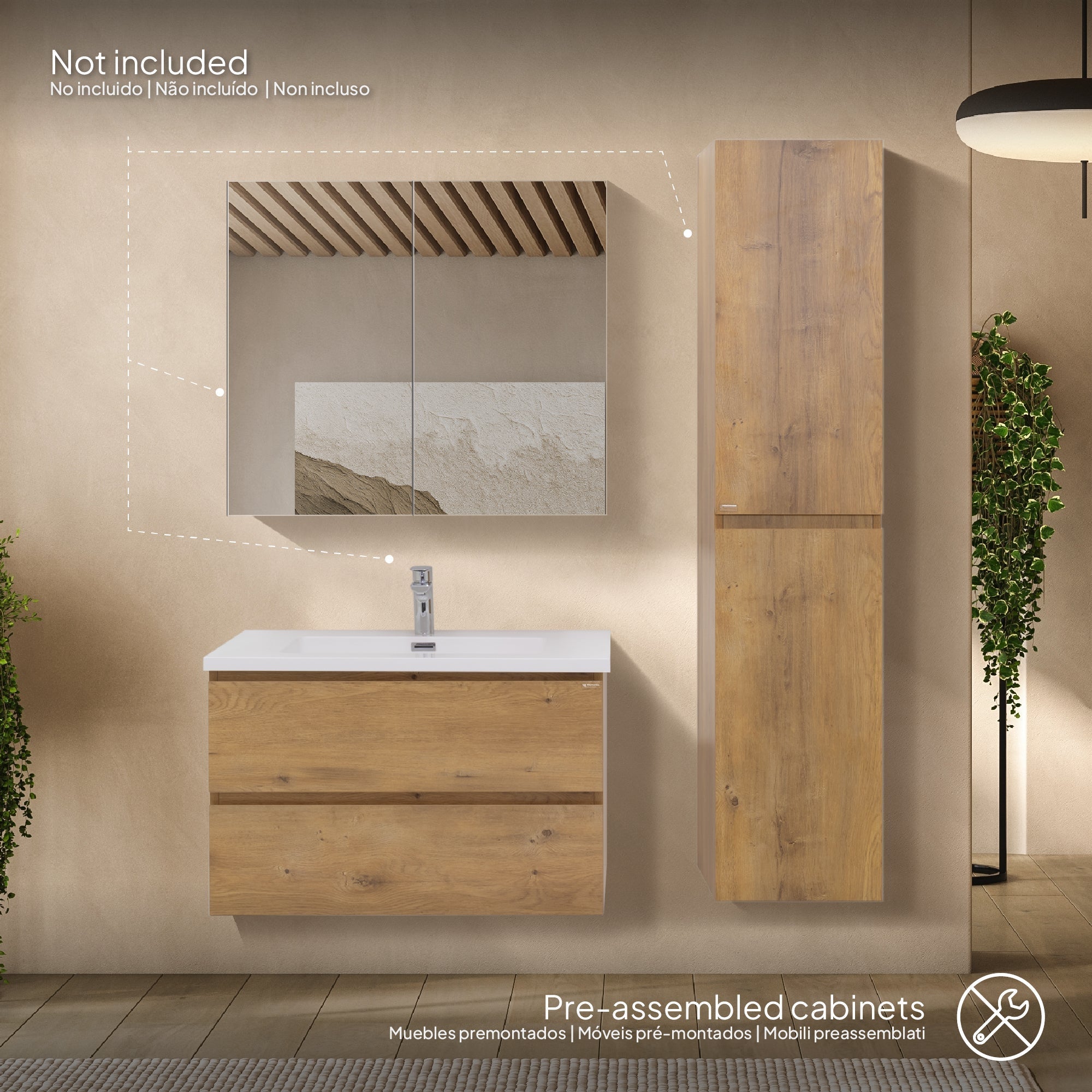 ATENA - Móvel de lavatório suspenso com gaveta soft-close