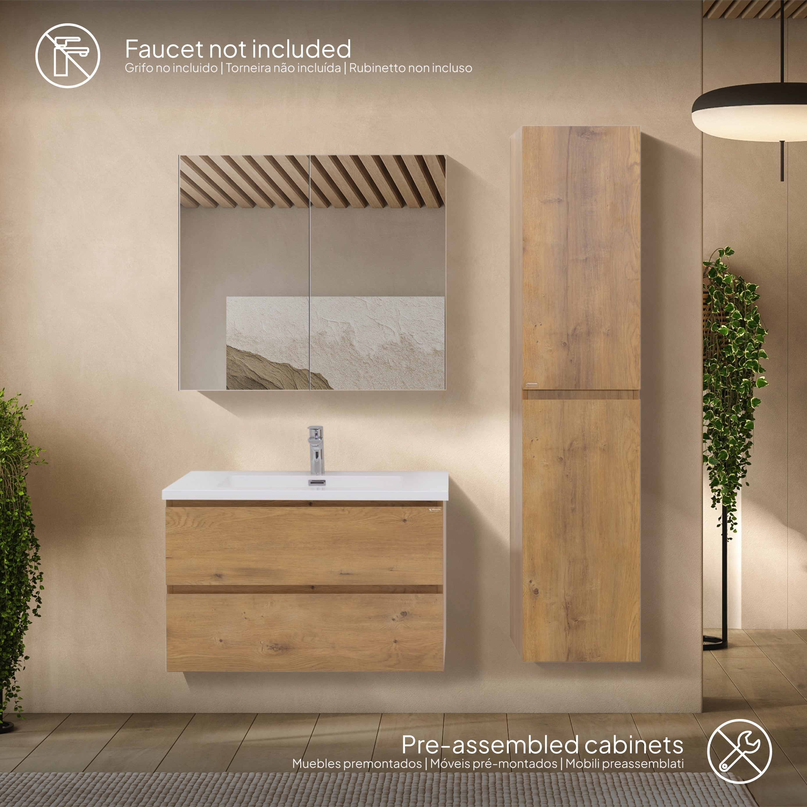 ATENA - Conjunto de casa de banho suspenso com várias dimensões e acabamentos