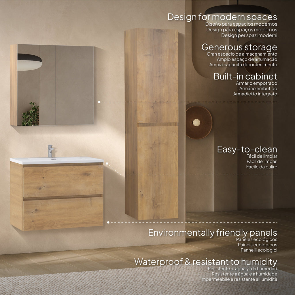 ATENA - Conjunto de casa de banho suspenso com várias dimensões e acabamentos