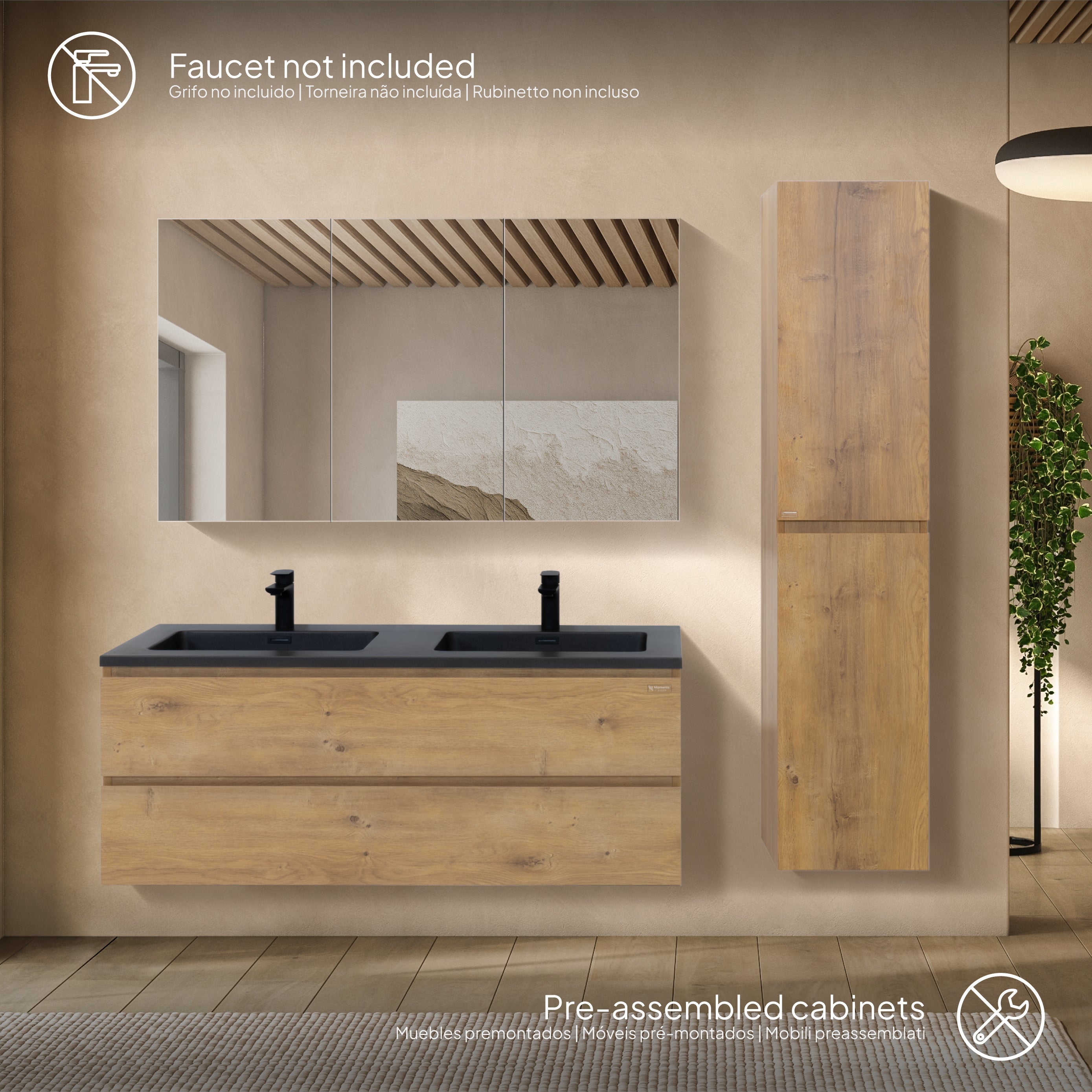 ATENA - Conjunto de casa de banho suspenso com várias dimensões e acabamentos