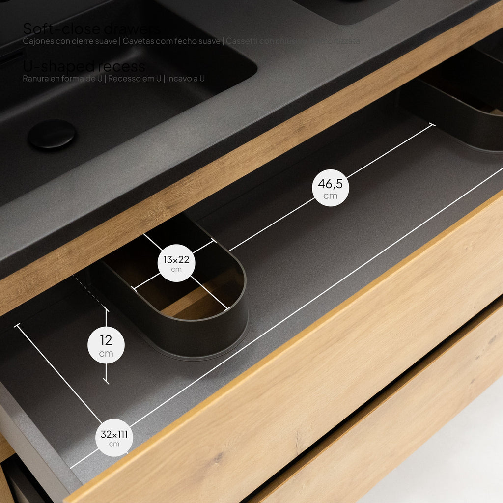 ATENA - Móvel de lavatório suspenso com gaveta soft-close