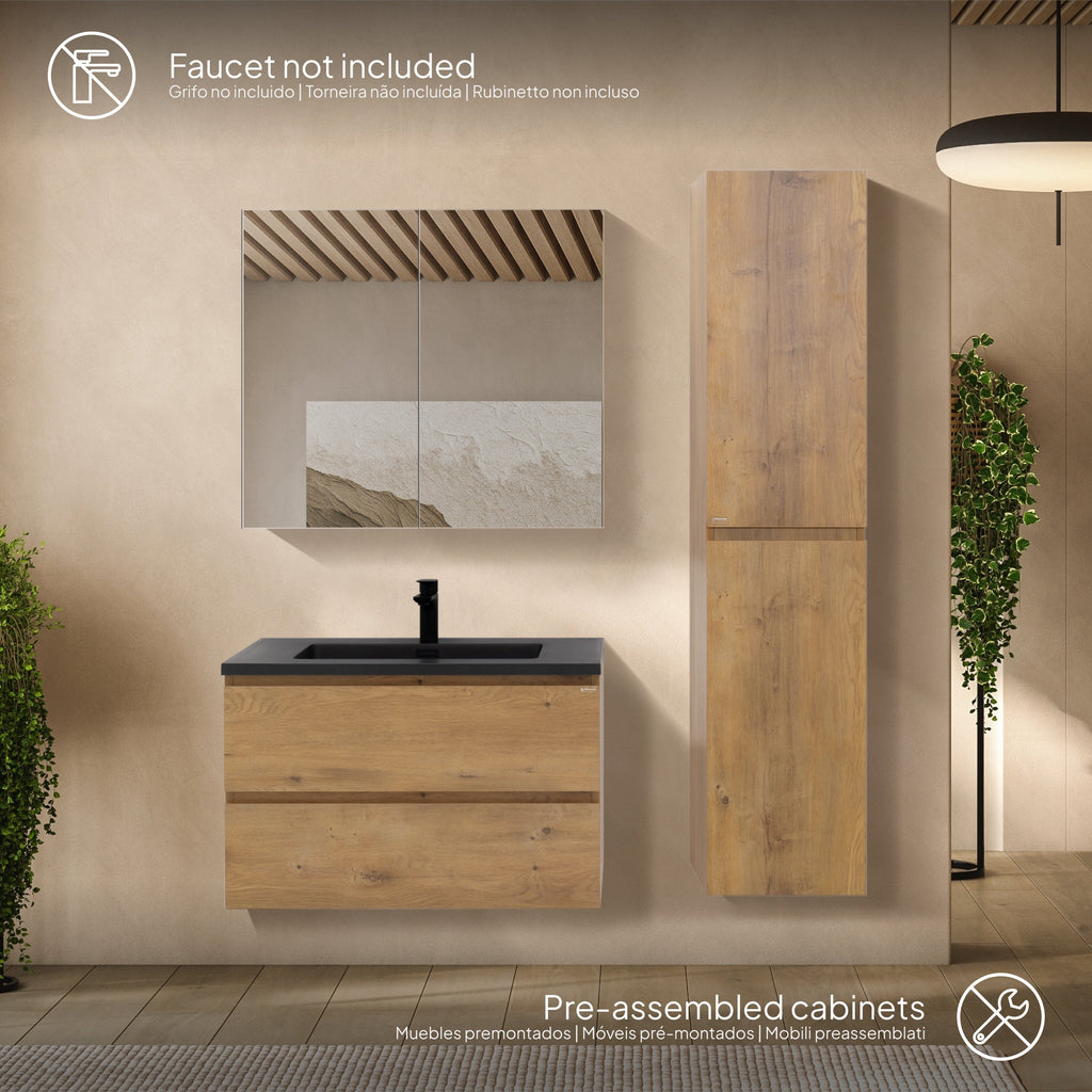 ATENA - Conjunto de casa de banho suspenso com várias dimensões e acabamentos