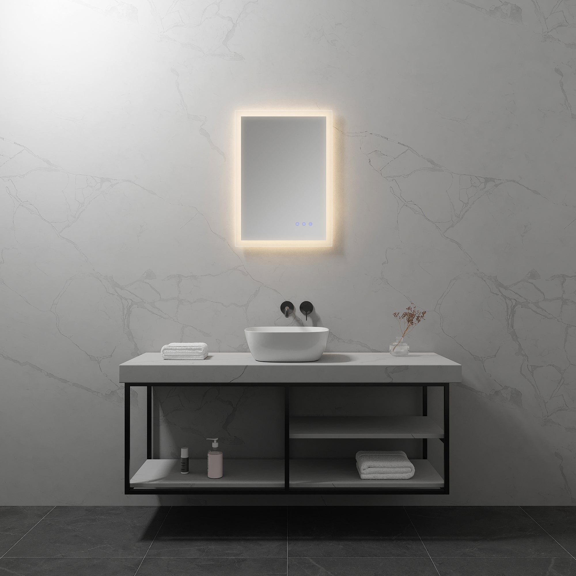 FRAME - Espejo de baño con iluminación LED integrada y marco elegante