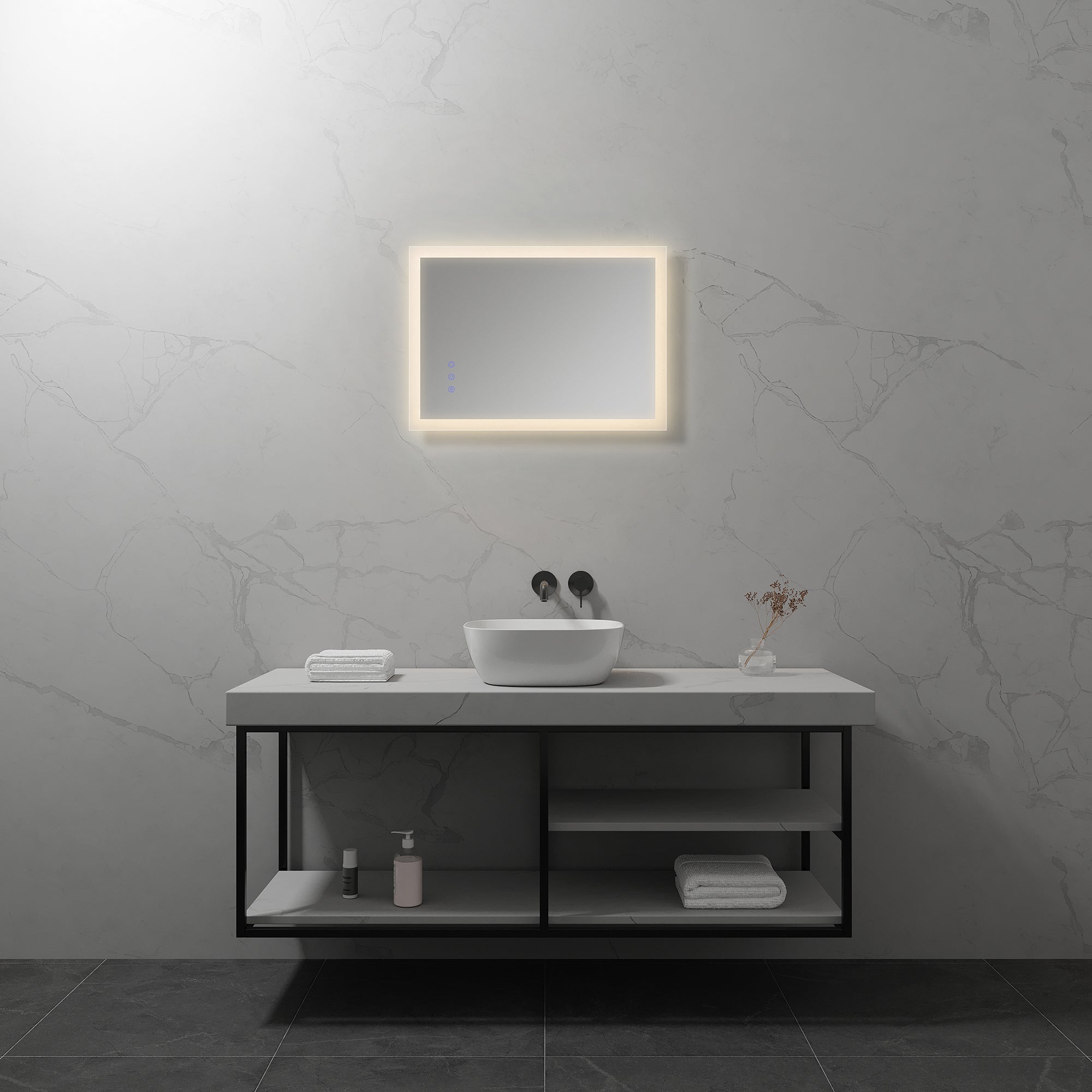 FRAME - Espejo de baño con iluminación LED integrada y marco elegante