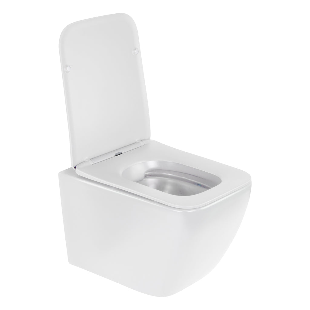 CUBE - Vaso sospeso senza brida nero con copriwater soft-close
