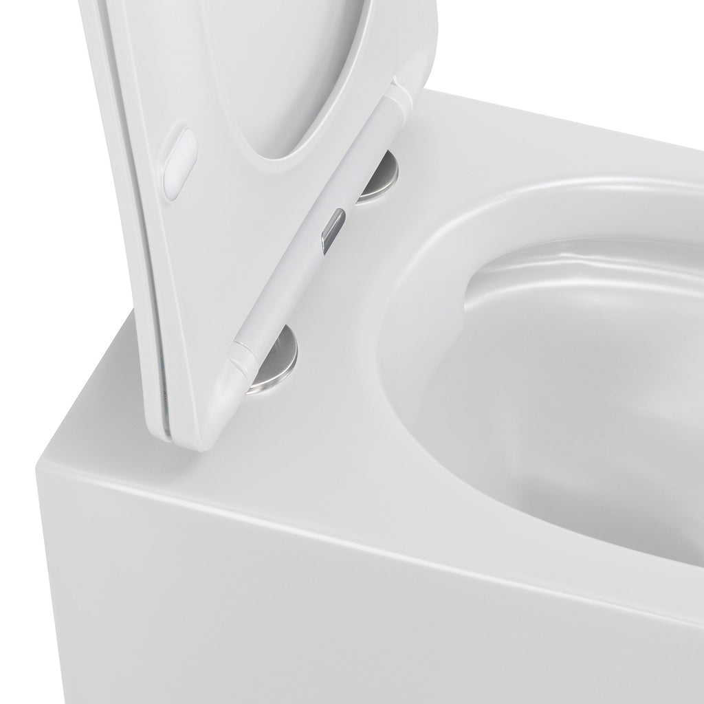 CUBE - Vaso sospeso senza brida nero con copriwater soft-close
