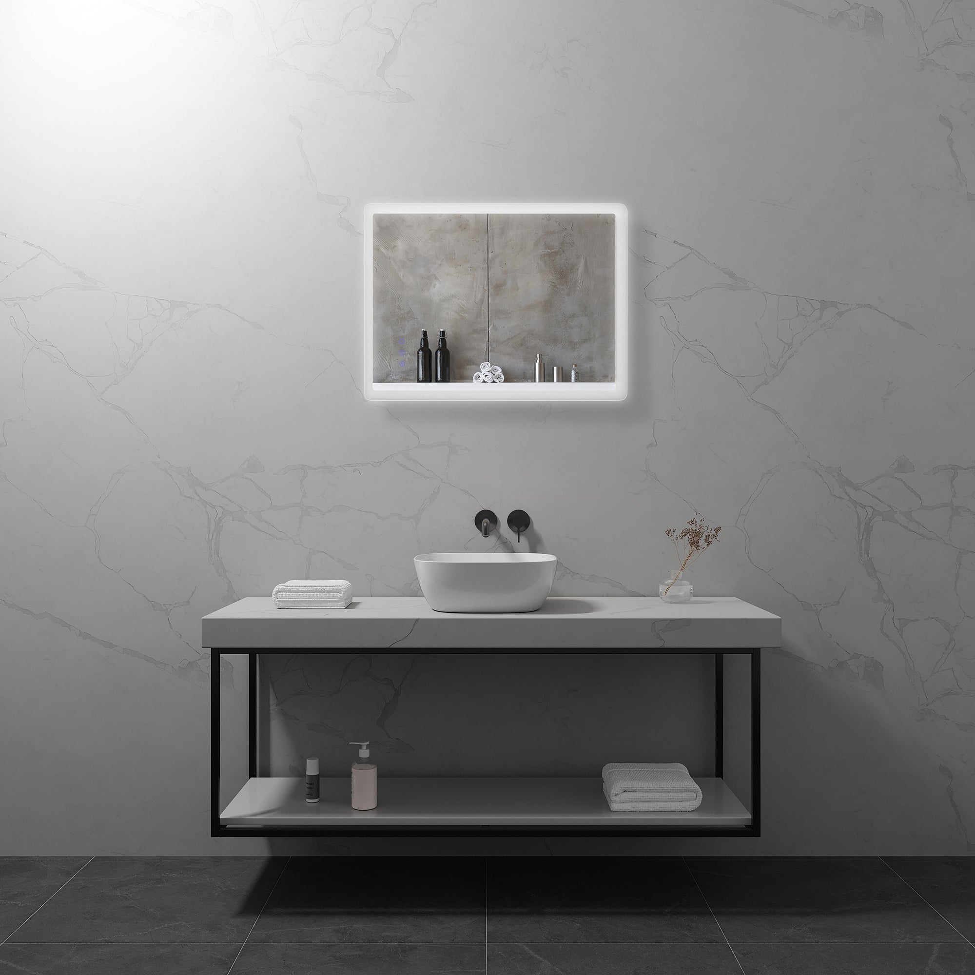 MELLOW - Espelho de casa de banho com iluminação LED integrada e design minimalista