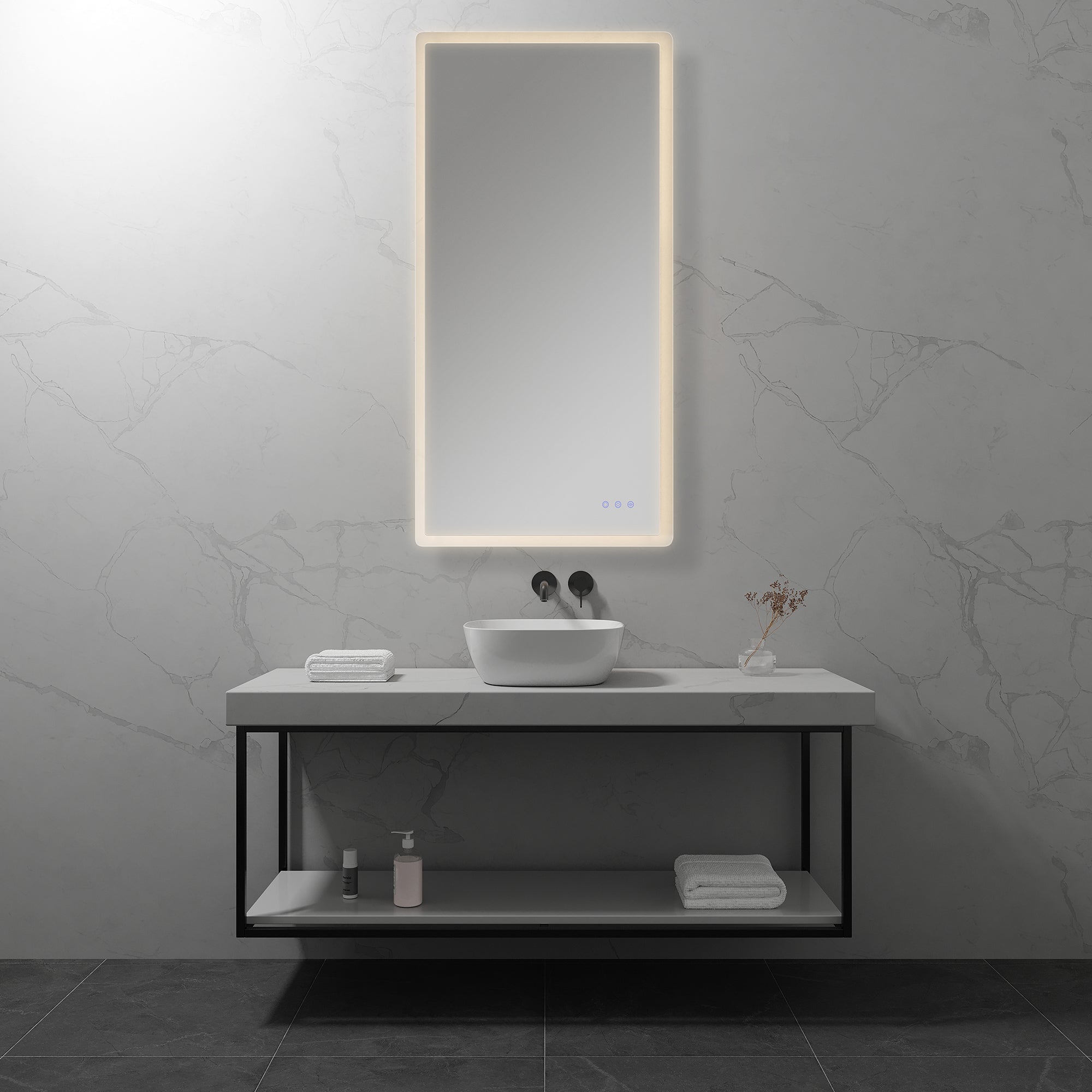 MELLOW - Espelho de casa de banho com iluminação LED integrada e design minimalista