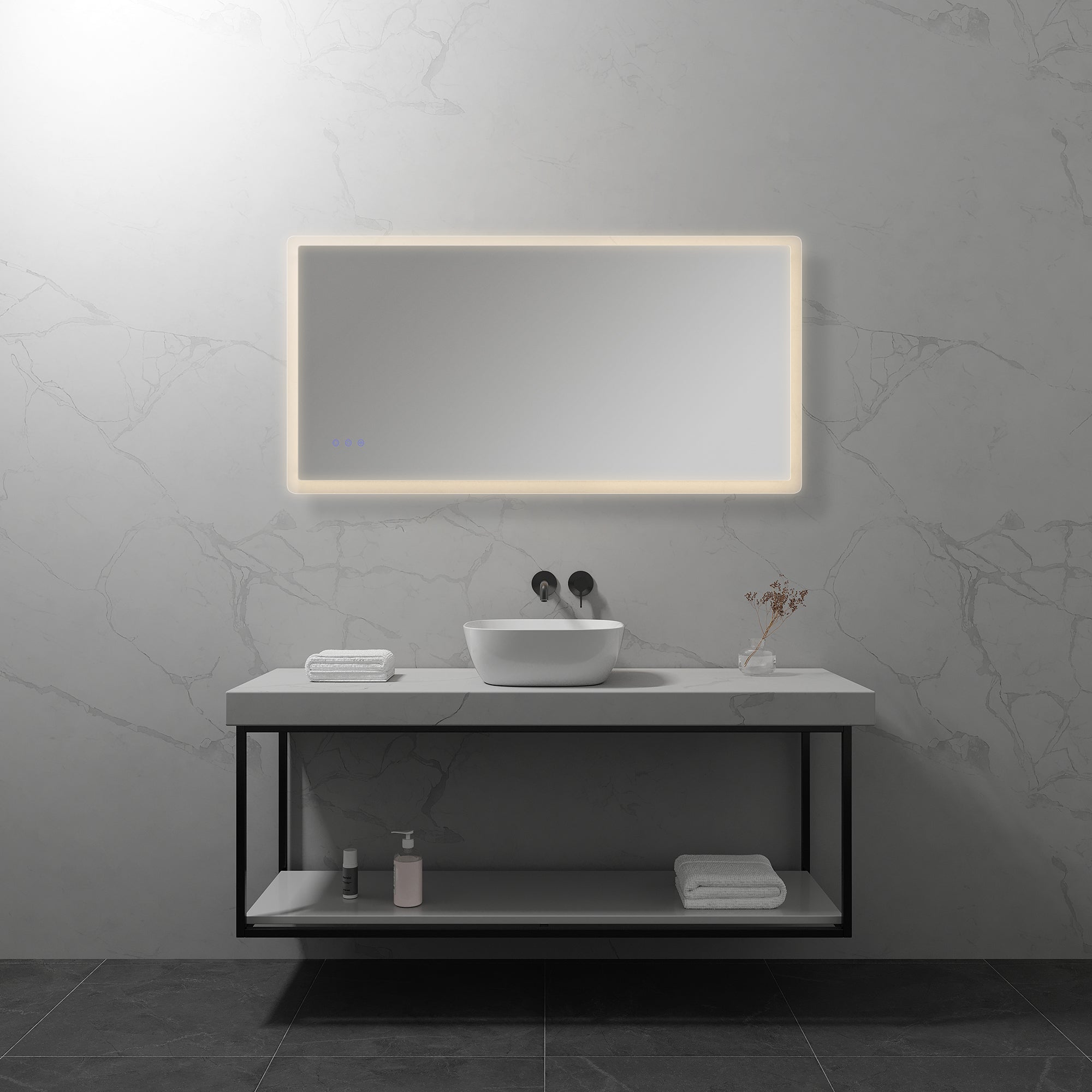 MELLOW - Espelho de casa de banho com iluminação LED integrada e design minimalista