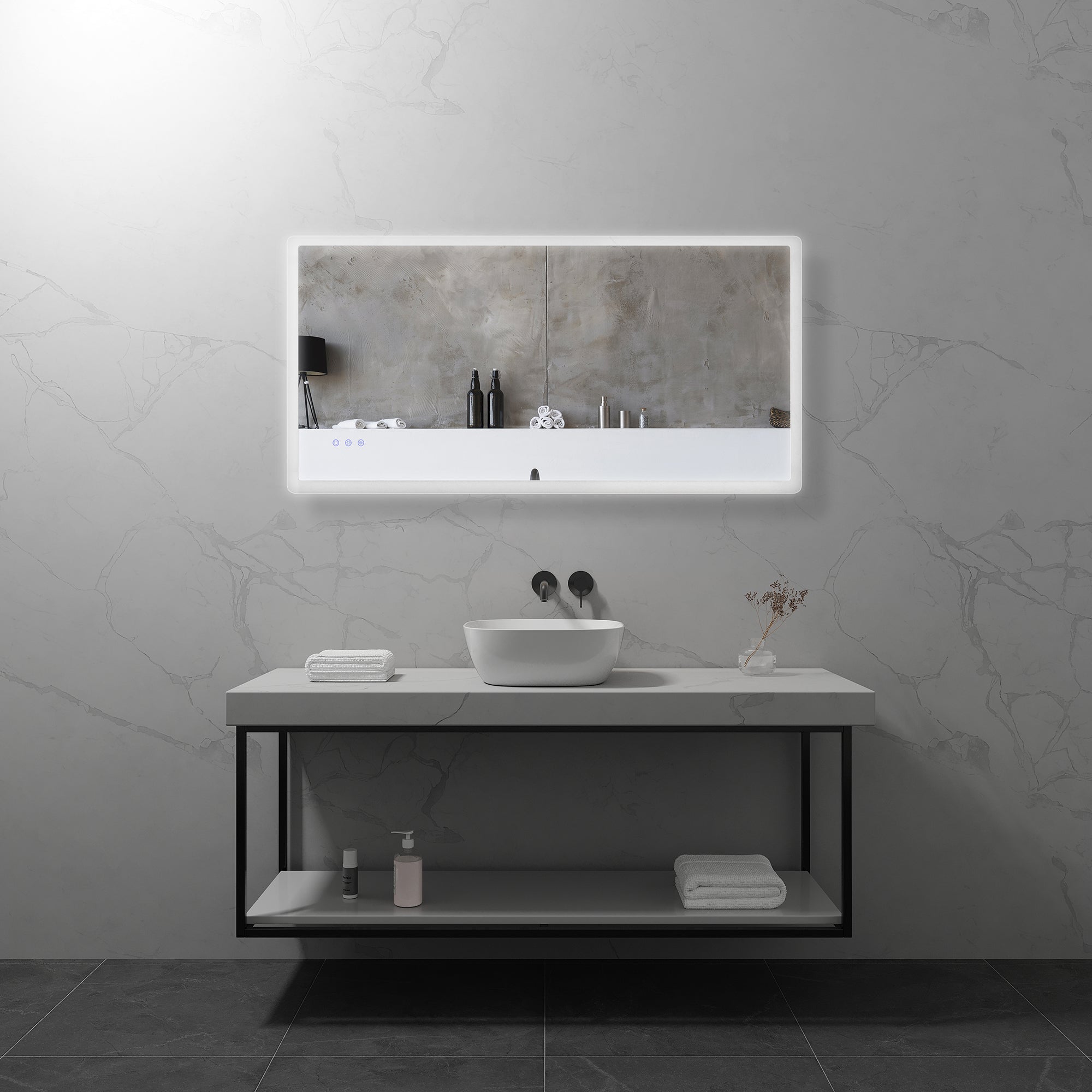 MELLOW - Espelho de casa de banho com iluminação LED integrada e design minimalista