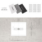 LUMIA - Base de duche antiderrapante com acabamento branco e grelha inox incluída