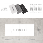 LUMIA - Base de duche antiderrapante com acabamento cinzento e grelha inox incluída