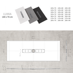 LUMIA - Base de duche antiderrapante com acabamento cinzento e grelha inox incluída