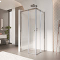 KAYLEE - Box doccia ad angolo con ante scorrevoli, cristallo trasparente 6 mm e profilo cromato