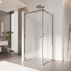 KAYLEE - Box doccia ad angolo con ante scorrevoli, cristallo trasparente 6 mm e profilo cromato