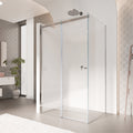 KAYLEE - Cabine de duche de canto com porta de correr, vidro transparente 6 mm e perfil cromado