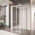 KAYLEE - Cabina de ducha angular con puertas correderas, cristal transparente de 6 mm y perfil cromado