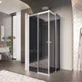 KAYLEE - Box doccia ad angolo con porte scorrevoli, vetro fumé 6 mm e profilo bianco