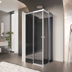 KAYLEE - Box doccia ad angolo con porte scorrevoli, vetro fumé 6 mm e profilo bianco
