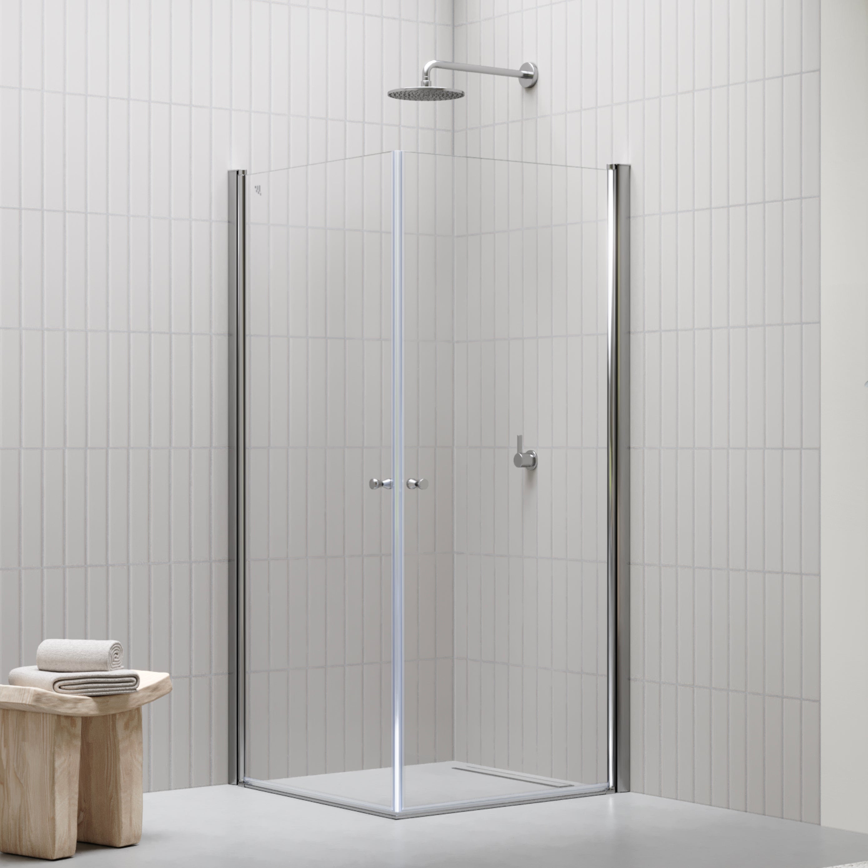 GAIA - Cabina doccia angolare con porte a battente in vetro temperato