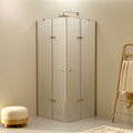 ALICE - Cabine de duche de canto com portas articuladas em vidro temperado fosco