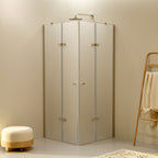ALICE - Cabine de duche de canto com portas articuladas em vidro temperado fosco